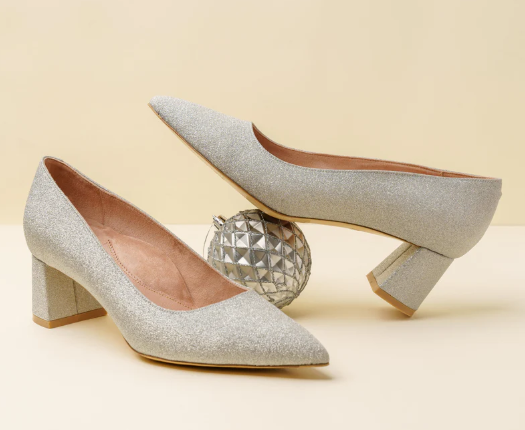 Silver Kitten Heels: