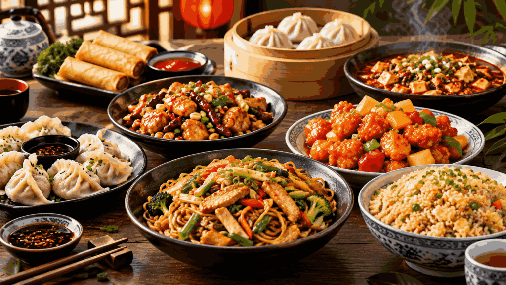 Popular Chinese food dishes and traditional cuisine